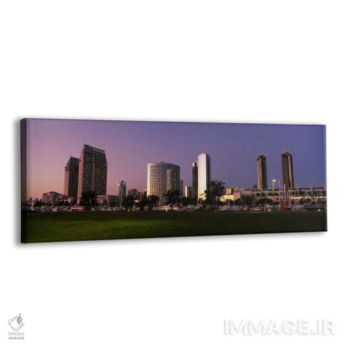 تابلو San Diego, California, USA,پارک مارینا و خط افق شهر هنگام غروب، سندیگو، کالیفرنیا، ایالات متحده آمریکا اثر پانورامیک ایمجز (استودیو عکاسی عریض) - نمای پرسپکتیو محصول
