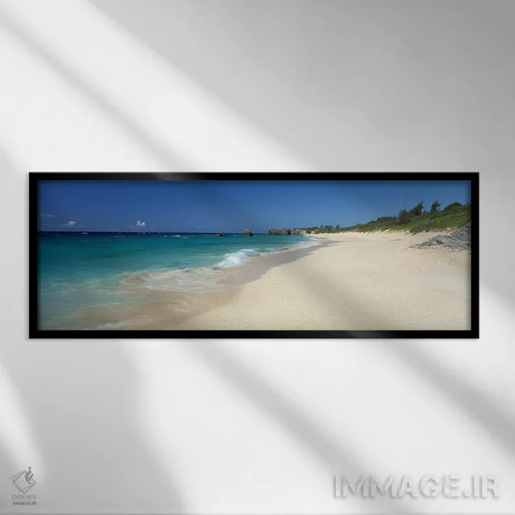 تابلو ساحل وارویک لانگ بی، برمودا اثر پانورامیک ایمجز (استودیو عکاسی عریض) - نمای قابدار مشکی