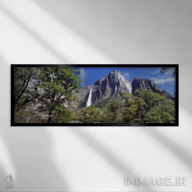 تابلو آبشار یوسیمیتی، پارک ملی یوسیمیتی، کالیفرنیا اثر پانورامیک ایمجز (استودیو عکاسی عریض) - نمای قابدار مشکی