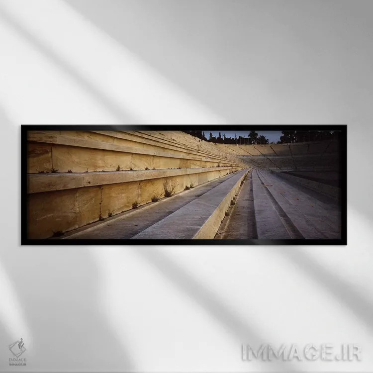 تابلو جزییات ورزشگاه المپیک، آتن، یونان اثر پانورامیک ایمجز (استودیو عکاسی عریض) - نمای قابدار مشکی