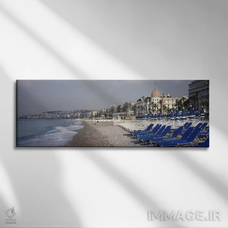 تابلو Nice, French Riviera, Provence-Alpes-Cote d'Azur, France,منظره ساحل، نیس، ریویرا فرانسه، پرووانس-آلپ-کوت دازور، فرانسه اثر پانورامیک ایمجز (استودیو عکاسی عریض) - نمای روبهرو روی دیوار
