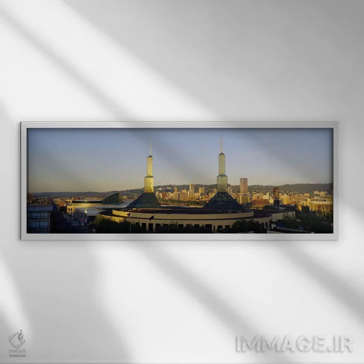 تابلو Portland, Oregon, USA #2,برجهای دوقلوی مرکز همایش، پورتلند، اورگن، ایالات متحده آمریکا (شماره ۲) اثر پانورامیک ایمجز (استودیو عکاسی عریض) - نمای قابدار سفید