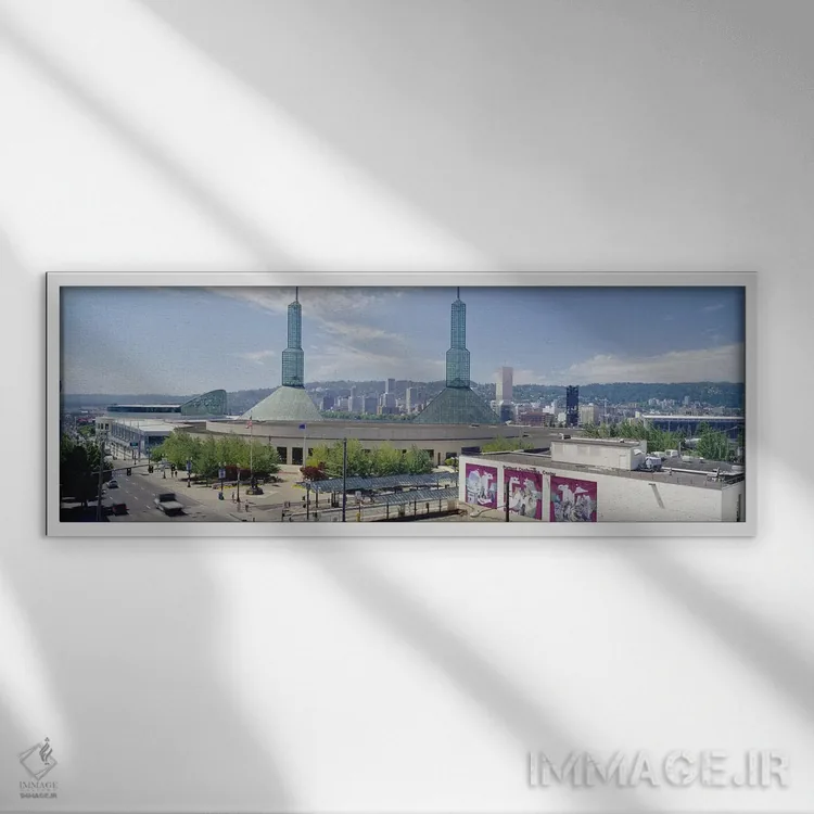 تابلو Portland, Oregon, USA,برجهای دوقلوی مرکز همایش، پورتلند، اورگن، ایالات متحده آمریکا اثر پانورامیک ایمجز (استودیو عکاسی عریض) - نمای قابدار سفید