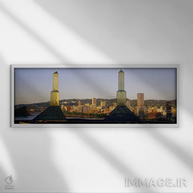 تابلو Portland, Oregon, USA #3,برجهای دوقلوی مرکز همایش، پورتلند، اورگن، ایالات متحده آمریکا (شماره ۳) اثر پانورامیک ایمجز (استودیو عکاسی عریض) - نمای قابدار سفید