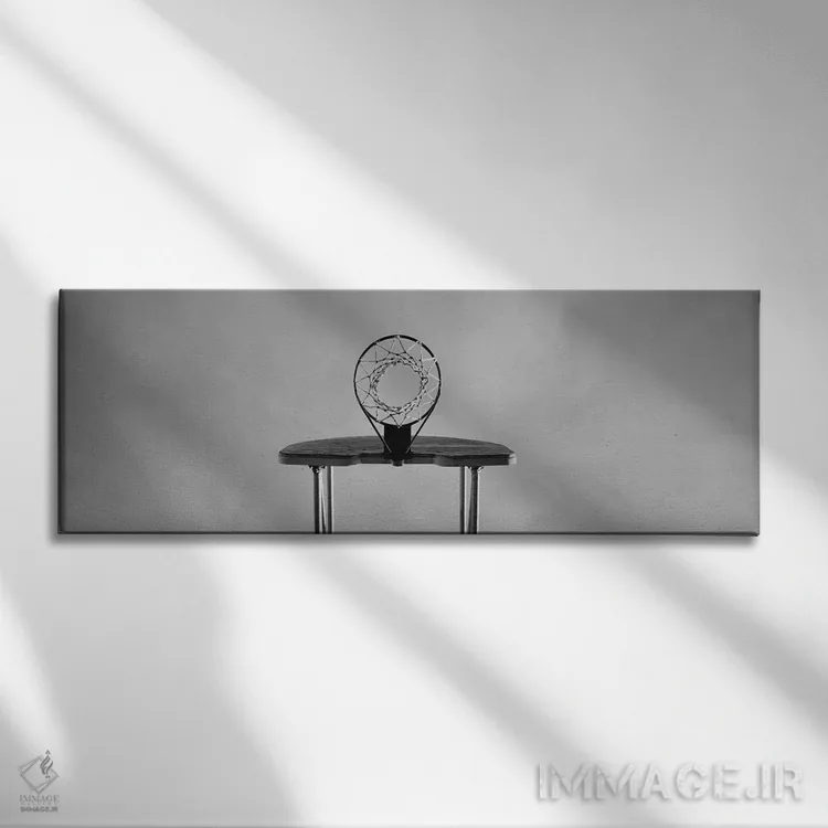 تابلو نمای زاویه پایین از حلقه بسکتبال اثر پانورامیک ایمجز (استودیو عکاسی عریض) - نمای روبهرو روی دیوار
