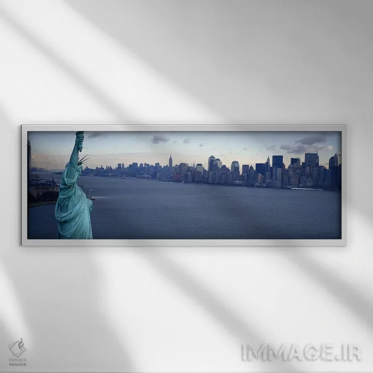 تابلو New York, Statue of Liberty #2,ایالات متحده آمریکا، نیویورک، تندیس آزادی شماره ۲ اثر پانورامیک ایمجز (استودیو عکاسی عریض) - نمای قابدار سفید