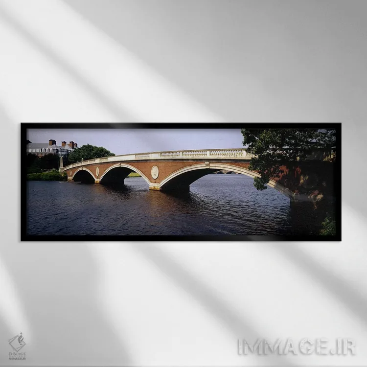 تابلو Anderson Memorial Bridge, Charles River, Boston, Massachusetts, USA,پل قوسی بر فراز رودخانه، پل یادبود اندرسون، رودخانه چارلز، بوستون، ماساچوست، ایالات متحده آمریکا اثر پانورامیک ایمجز (استودیو عکاسی عریض) - نمای قابدار مشکی
