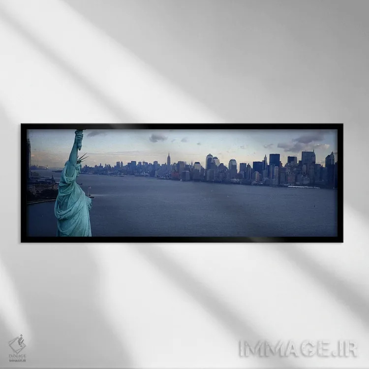 تابلو New York, Statue of Liberty #2,ایالات متحده آمریکا، نیویورک، تندیس آزادی شماره ۲ اثر پانورامیک ایمجز (استودیو عکاسی عریض) - نمای قابدار مشکی