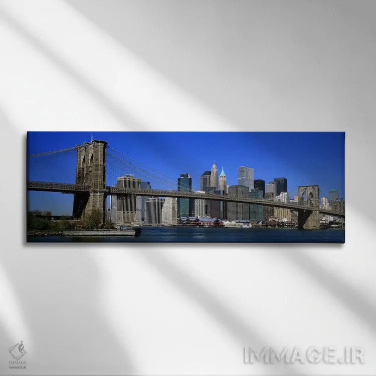 تابلو New York, Brooklyn Bridge,ایالات متحده آمریکا، نیویورک، پل بروکلین اثر پانورامیک ایمجز (استودیو عکاسی عریض) - نمای روبهرو روی دیوار
