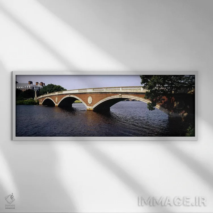 تابلو Anderson Memorial Bridge, Charles River, Boston, Massachusetts, USA,پل قوسی بر فراز رودخانه، پل یادبود اندرسون، رودخانه چارلز، بوستون، ماساچوست، ایالات متحده آمریکا اثر پانورامیک ایمجز (استودیو عکاسی عریض) - نمای قابدار سفید
