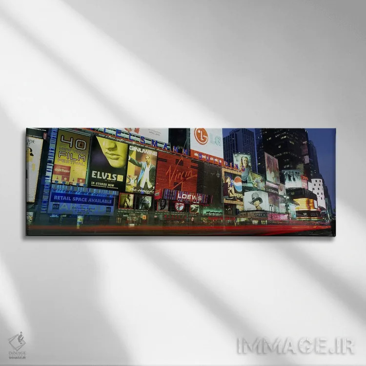 تابلو Times Square, NYC, New York City, New York State, USA,تابلوهای تبلیغاتی روی ساختمانهای شهر، تایمز اسکوئر، نیویورک اثر پانورامیک ایمجز (استودیو عکاسی عریض) - نمای روبهرو روی دیوار