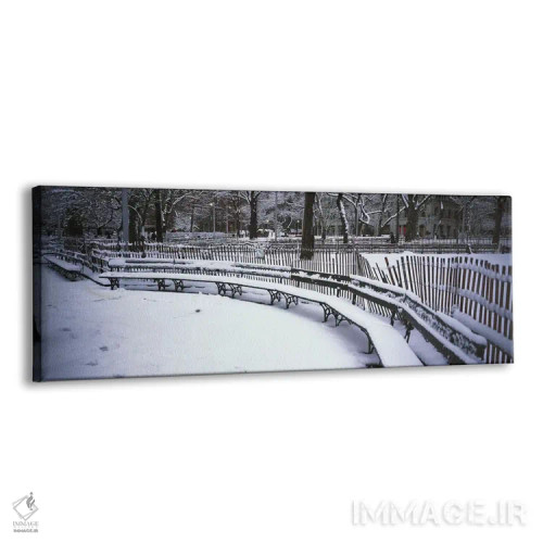 تابلو Washington Square Park, Manhattan, New York City, New York State, USA,نیمکتهای برفی در پارک، پارک واشنگتن اسکوئر، منهتن، نیویورک اثر پانورامیک ایمجز (استودیو عکاسی عریض) - نمای پرسپکتیو محصول