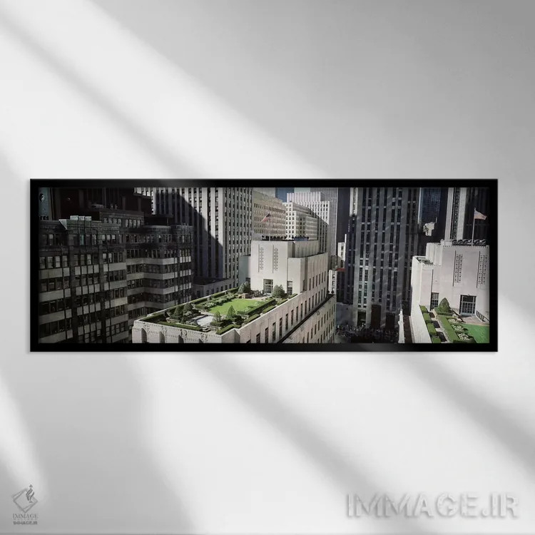 تابلو Rockefeller Center, New York City, New York, USA,باغ بام، مرکز راکفلر، نیویورک اثر پانورامیک ایمجز (استودیو عکاسی عریض) - نمای قابدار مشکی