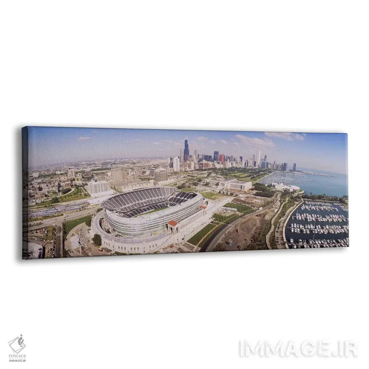 تابلو Soldier Field, Chicago, Illinois, USA #2,نمای هوایی ورزشگاه، سولجر فیلد، شیکاگو، ایلینوی، ایالات متحده آمریکا شماره ۲ اثر پانورامیک ایمجز (استودیو عکاسی عریض) - نمای پرسپکتیو محصول