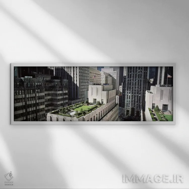 تابلو Rockefeller Center, New York City, New York, USA,باغ بام، مرکز راکفلر، نیویورک اثر پانورامیک ایمجز (استودیو عکاسی عریض) - نمای قابدار سفید