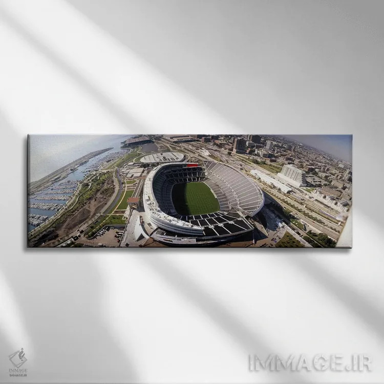 تابلو Soldier Field, Chicago, Illinois, USA,نمای هوایی ورزشگاه، سولجر فیلد، شیکاگو، ایلینوی، ایالات متحده آمریکا اثر پانورامیک ایمجز (استودیو عکاسی عریض) - نمای روبهرو روی دیوار