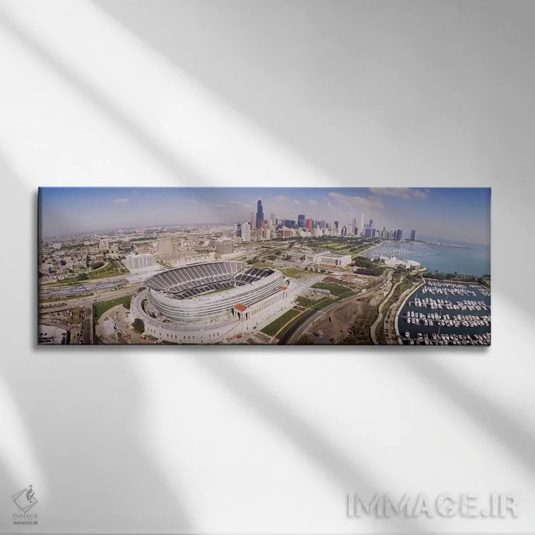 تابلو Soldier Field, Chicago, Illinois, USA #2,نمای هوایی ورزشگاه، سولجر فیلد، شیکاگو، ایلینوی، ایالات متحده آمریکا شماره ۲ اثر پانورامیک ایمجز (استودیو عکاسی عریض) - نمای روبهرو روی دیوار