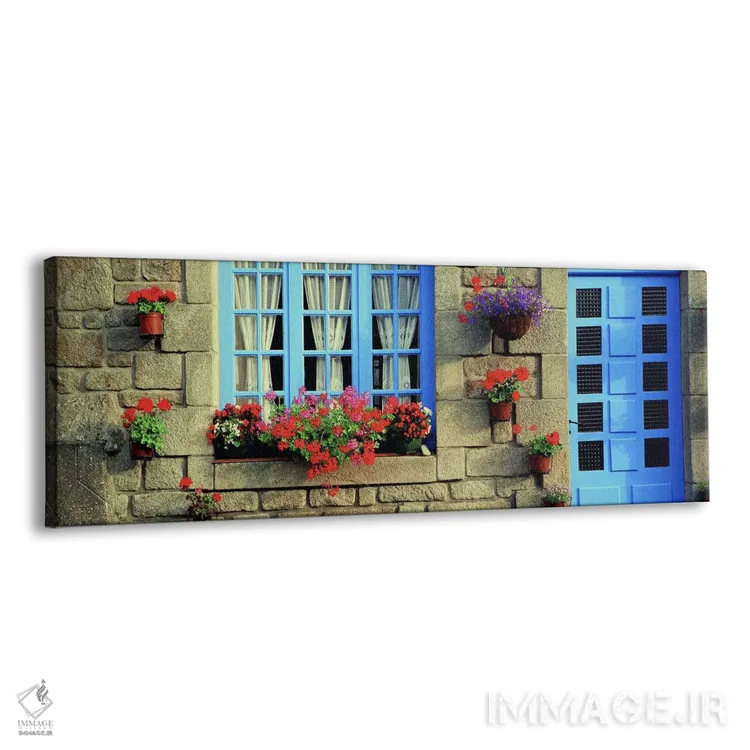 تابلو Locronan, Brittany, France,نمای پر از گل، لوکرونان، بریتنی، فرانسه اثر پانورامیک ایمجز (استودیو عکاسی عریض) - نمای پرسپکتیو محصول