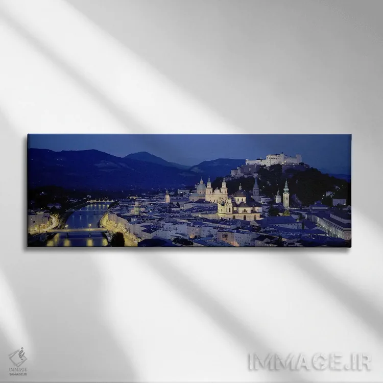 تابلو Salzburg, Austria,نمای زاویه بالا از ساختمانهای شهر، زالتسبورگ، اتریش اثر پانورامیک ایمجز (استودیو عکاسی عریض) - نمای روبهرو روی دیوار