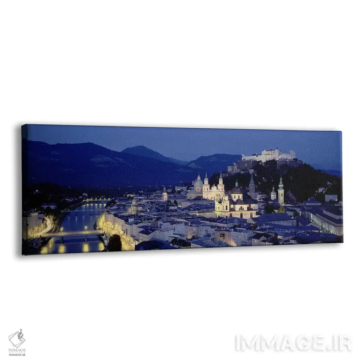تابلو Salzburg, Austria,نمای زاویه بالا از ساختمانهای شهر، زالتسبورگ، اتریش اثر پانورامیک ایمجز (استودیو عکاسی عریض) - نمای پرسپکتیو محصول