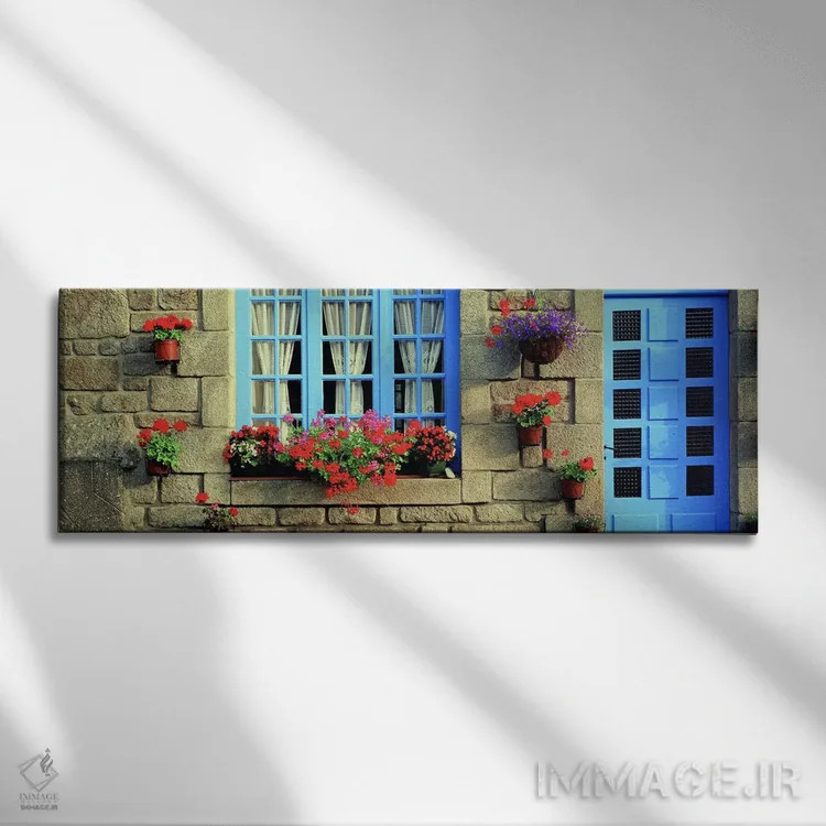 تابلو Locronan, Brittany, France,نمای پر از گل، لوکرونان، بریتنی، فرانسه اثر پانورامیک ایمجز (استودیو عکاسی عریض) - نمای روبهرو روی دیوار