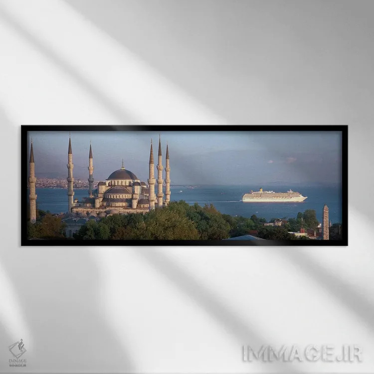 تابلو مسجد آبی، استانبول، ترکیه اثر پانورامیک ایمجز (استودیو عکاسی عریض) - نمای قابدار مشکی