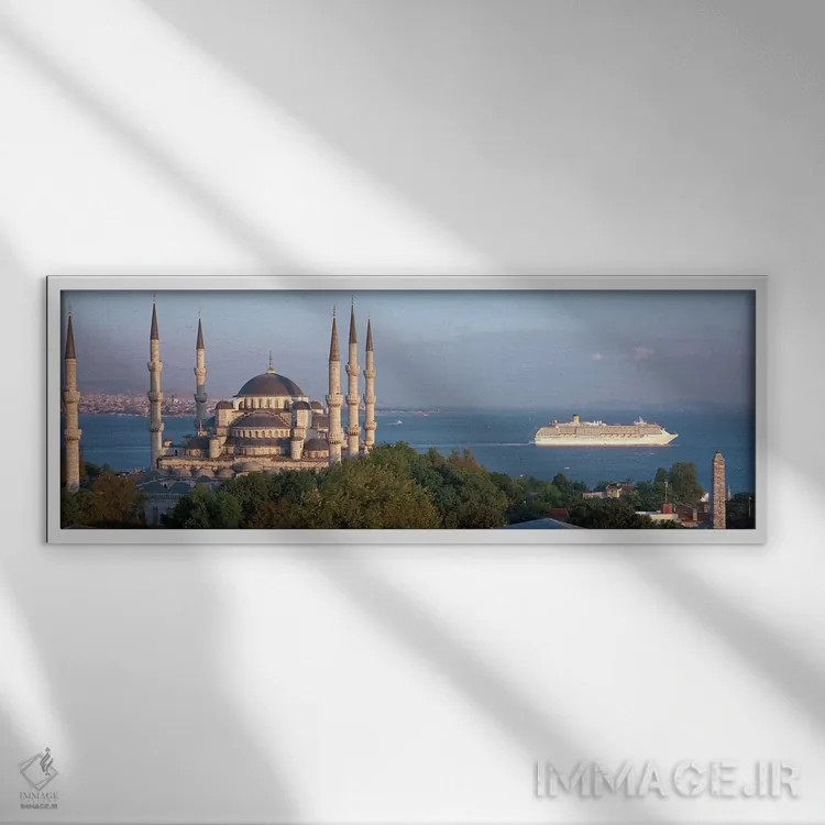 تابلو مسجد آبی، استانبول، ترکیه اثر پانورامیک ایمجز (استودیو عکاسی عریض) - نمای قابدار سفید