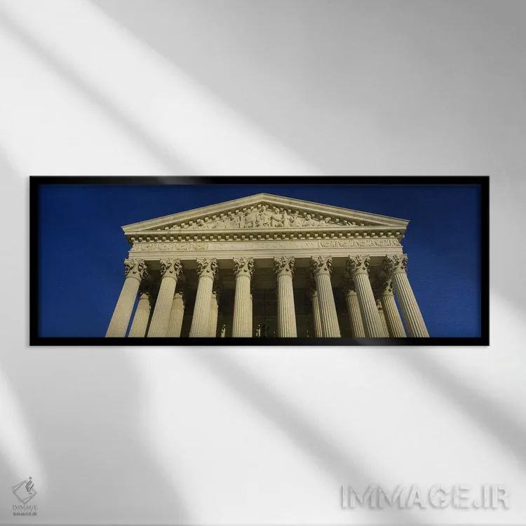 تابلو Washington DC, USA,نمای زاویه پایین یک ساختمان دولتی، وزارت خزانهداری ایالات متحده، واشنگتن دیسی اثر پانورامیک ایمجز (استودیو عکاسی عریض) - نمای قابدار مشکی