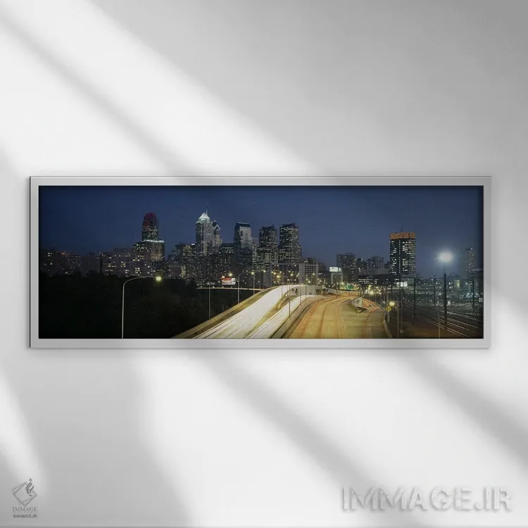 تابلو Pennsylvania, USA,تردد خودروها در جاده، فیلادلفیا، پنسیلوانیا، ایالات متحده آمریکا اثر پانورامیک ایمجز (استودیو عکاسی عریض) - نمای قابدار سفید