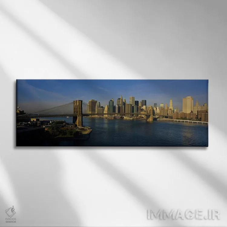 تابلو NYC, New York City, New York State, USA,پل بر فراز رودخانه، پل بروکلین، نیویورک اثر پانورامیک ایمجز (استودیو عکاسی عریض) - نمای روبهرو روی دیوار