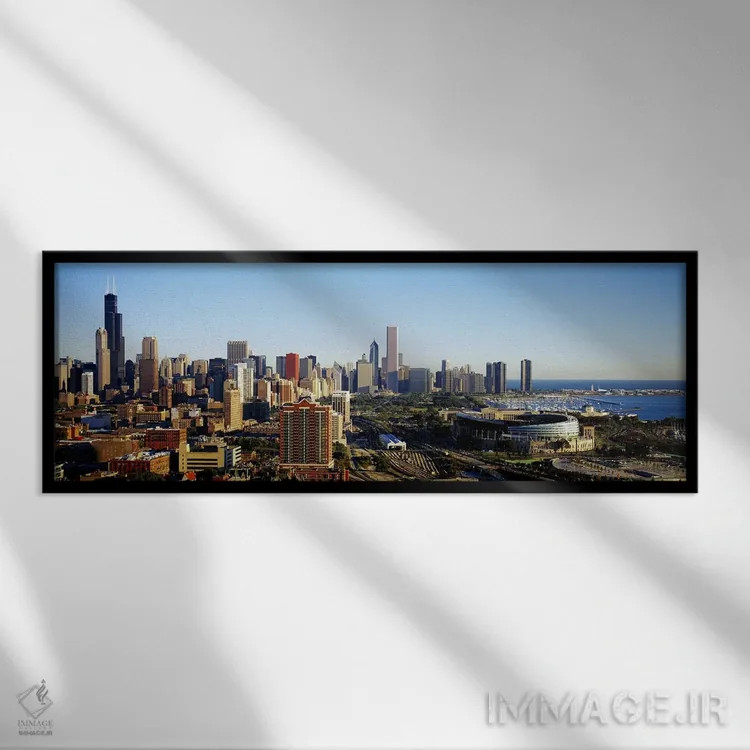 تابلو Illinois, USA #2,شیکاگو، ایلینوی، ایالات متحده آمریکا شماره ۲ اثر پانورامیک ایمجز (استودیو عکاسی عریض) - نمای قابدار مشکی