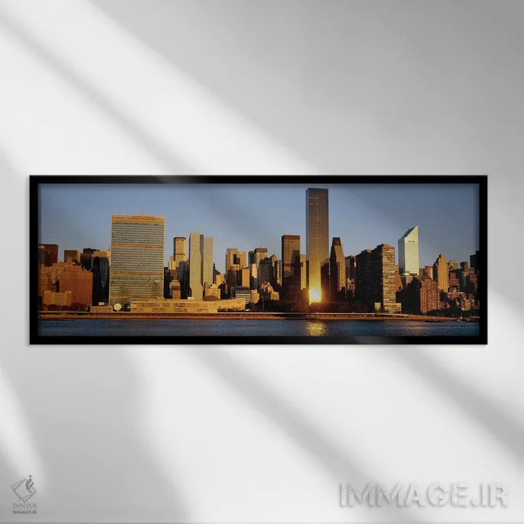 تابلو Manhattan, New York State, USA,نمای افق، منهتن، ایالت نیویورک، ایالات متحده اثر پانورامیک ایمجز (استودیو عکاسی عریض) - نمای قابدار مشکی