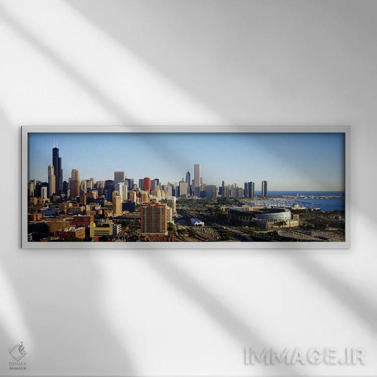 تابلو Illinois, USA #2,شیکاگو، ایلینوی، ایالات متحده آمریکا شماره ۲ اثر پانورامیک ایمجز (استودیو عکاسی عریض) - نمای قابدار سفید