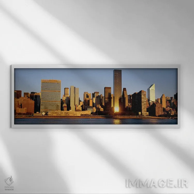 تابلو Manhattan, New York State, USA,نمای افق، منهتن، ایالت نیویورک، ایالات متحده اثر پانورامیک ایمجز (استودیو عکاسی عریض) - نمای قابدار سفید