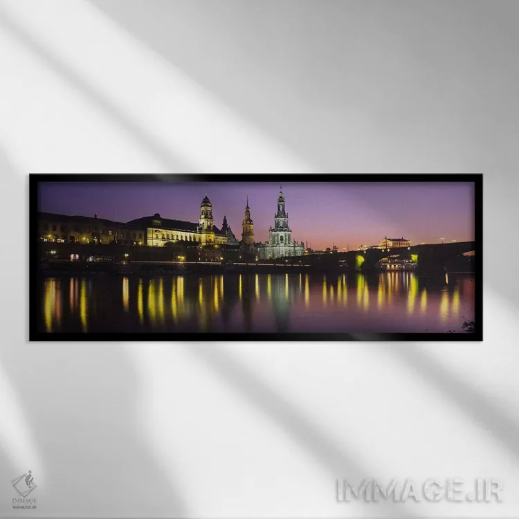 تابلو Dresden, Saxony, Germany,شهر قدیمی داخلی در شب، درسدن، زاکسن، آلمان اثر پانورامیک ایمجز (استودیو عکاسی عریض) - نمای قابدار مشکی