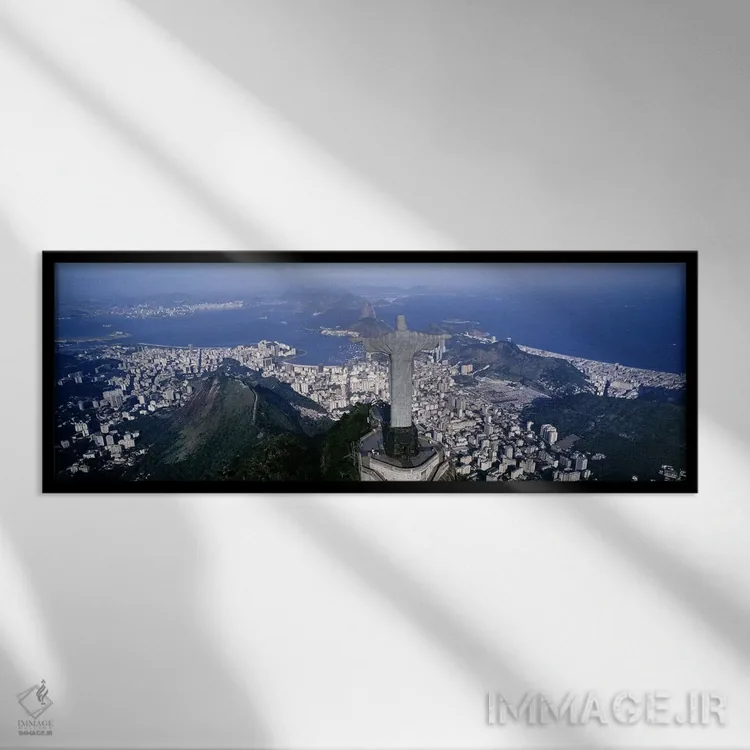 تابلو Rio de Janeiro, Southeast Region, Brazil,نمای هوایی شماره دو، ریو دو ژانیرو، منطقه جنوب شرقی، برزیل اثر پانورامیک ایمجز (استودیو عکاسی عریض) - نمای قابدار مشکی