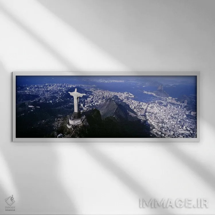 تابلو Rio de Janeiro, Southeast Region, Brazil,نمای هوایی شماره یک، ریو دو ژانیرو، منطقه جنوب شرقی، برزیل اثر پانورامیک ایمجز (استودیو عکاسی عریض) - نمای قابدار سفید