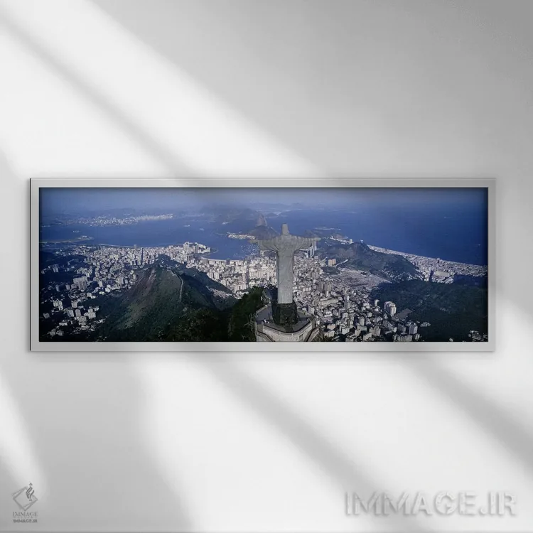 تابلو Rio de Janeiro, Southeast Region, Brazil,نمای هوایی شماره دو، ریو دو ژانیرو، منطقه جنوب شرقی، برزیل اثر پانورامیک ایمجز (استودیو عکاسی عریض) - نمای قابدار سفید