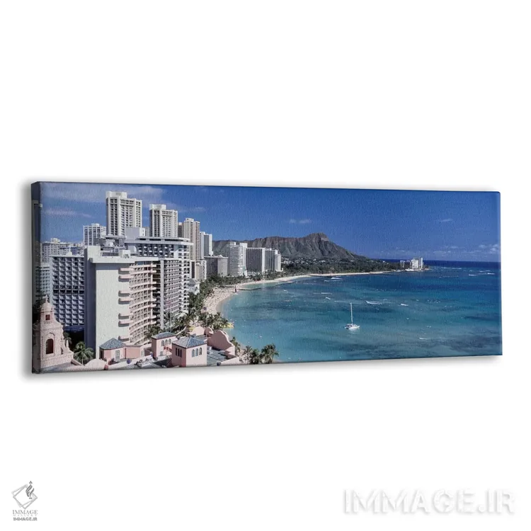تابلو Waikiki Beach, Honolulu, Oahu, Maui, Hawaii, USA,ساختمانهای کنار آب، ساحل وایکیکی، هونولولو، اوآهو، مائوئی، هاوایی اثر پانورامیک ایمجز (استودیو عکاسی عریض) - نمای پرسپکتیو محصول