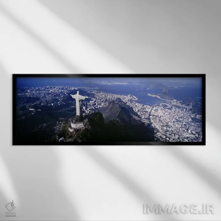 تابلو Rio de Janeiro, Southeast Region, Brazil,نمای هوایی شماره یک، ریو دو ژانیرو، منطقه جنوب شرقی، برزیل اثر پانورامیک ایمجز (استودیو عکاسی عریض) - نمای قابدار مشکی