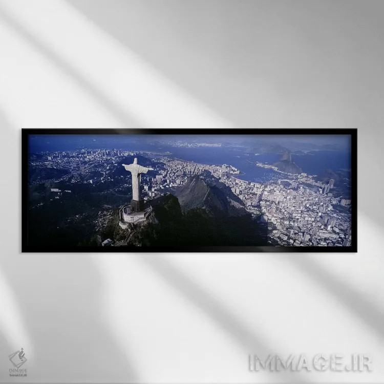 تابلو Rio de Janeiro, Southeast Region, Brazil,نمای هوایی شماره یک، ریو دو ژانیرو، منطقه جنوب شرقی، برزیل اثر پانورامیک ایمجز (استودیو عکاسی عریض) - نمای قابدار مشکی