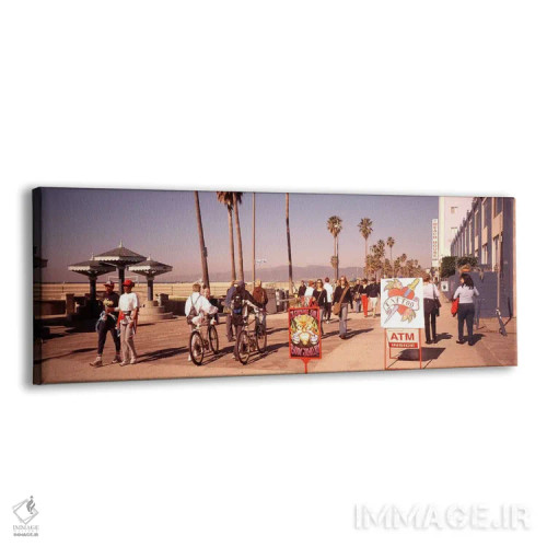 تابلو Venice, Los Angeles, California, USA,عابران پیاده در پیادهرو، ونیز، لسآنجلس، کالیفرنیا اثر پانورامیک ایمجز (استودیو عکاسی عریض) - نمای پرسپکتیو محصول