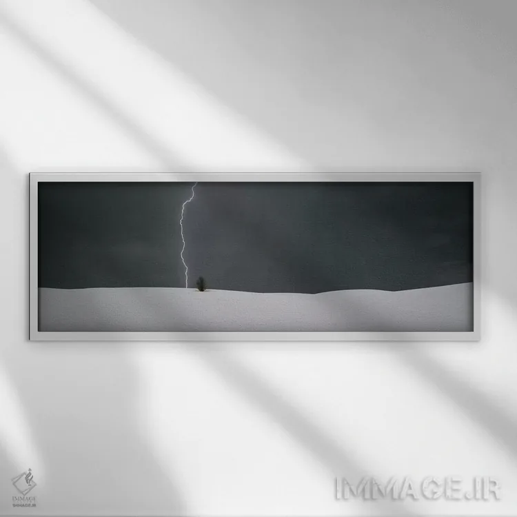 تابلو White Sands National Monument, New Mexico, USA,یک رعد تنها، یادبود ملی شنهای سفید، نیومکزیکو، ایالات متحده اثر پانورامیک ایمجز (استودیو عکاسی عریض) - نمای قابدار سفید