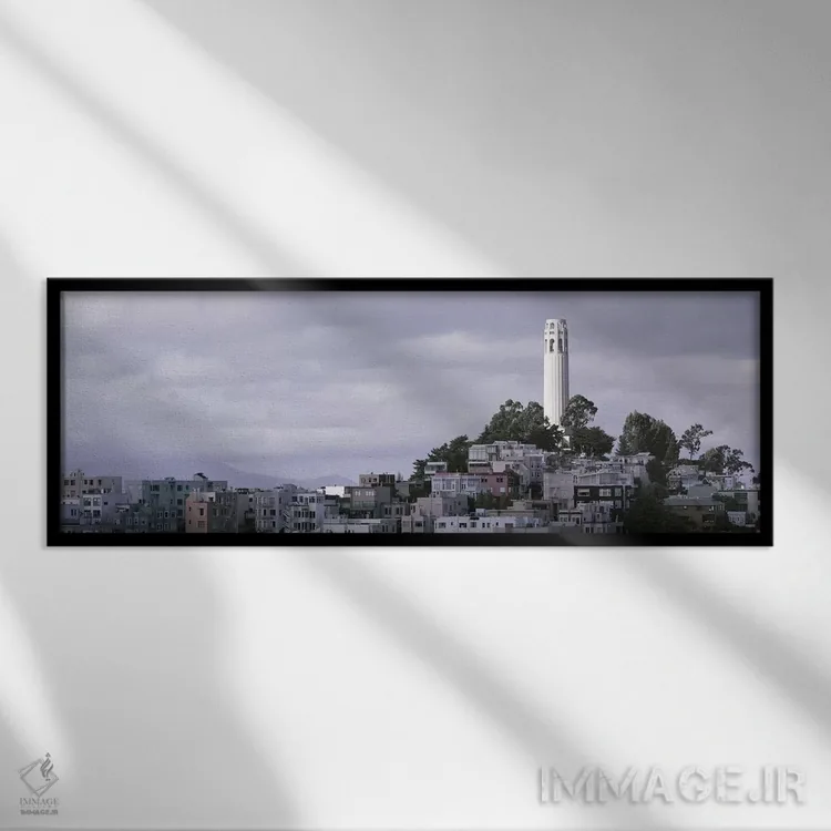 تابلو San Francisco, California, USA,برج کویت روی تلگراف هیل، سانفرانسیسکو، کالیفرنیا اثر پانورامیک ایمجز (استودیو عکاسی عریض) - نمای قابدار مشکی