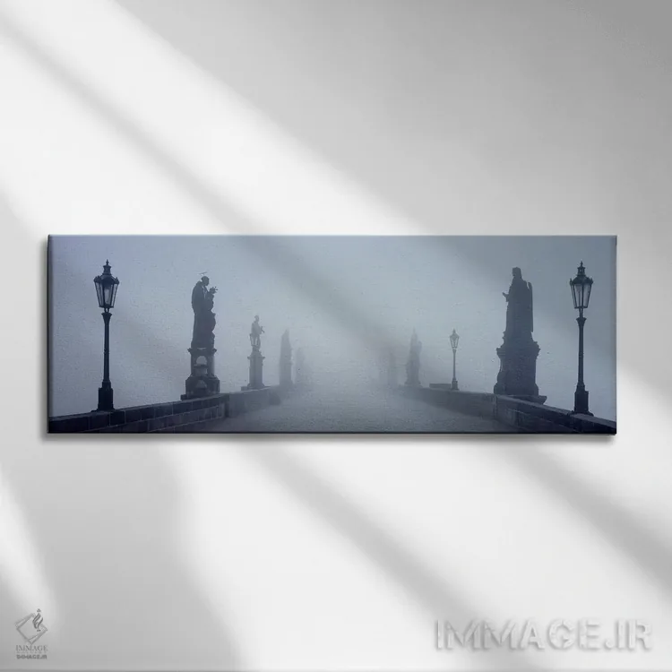 تابلو پل چارلز در مه، پراگ، جمهوری چک اثر پانورامیک ایمجز (استودیو عکاسی عریض) - نمای روبهرو روی دیوار