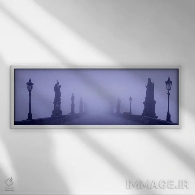 تابلو Prague, Czech Republic,مه غلیظ بر روی پل چارلز، پراگ، جمهوری چک اثر پانورامیک ایمجز (استودیو عکاسی عریض) - نمای قابدار سفید