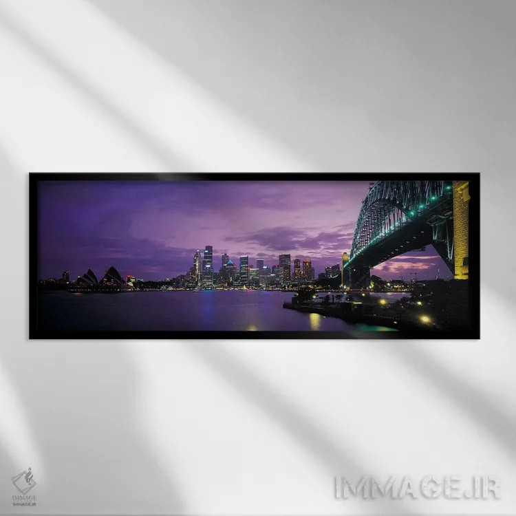 تابلو Sydney, New South Wales, Commonwealth Of Australia,بندر سیدنی در شب، سیدنی، نیو ساوت ولز، استرالیا اثر پانورامیک ایمجز (استودیو عکاسی عریض) - نمای قابدار مشکی
