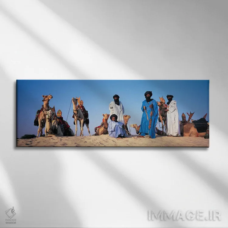 تابلو Mali, Africa,سواران شتر طوارق، مالی، آفریقا اثر پانورامیک ایمجز (استودیو عکاسی عریض) - نمای روبهرو روی دیوار