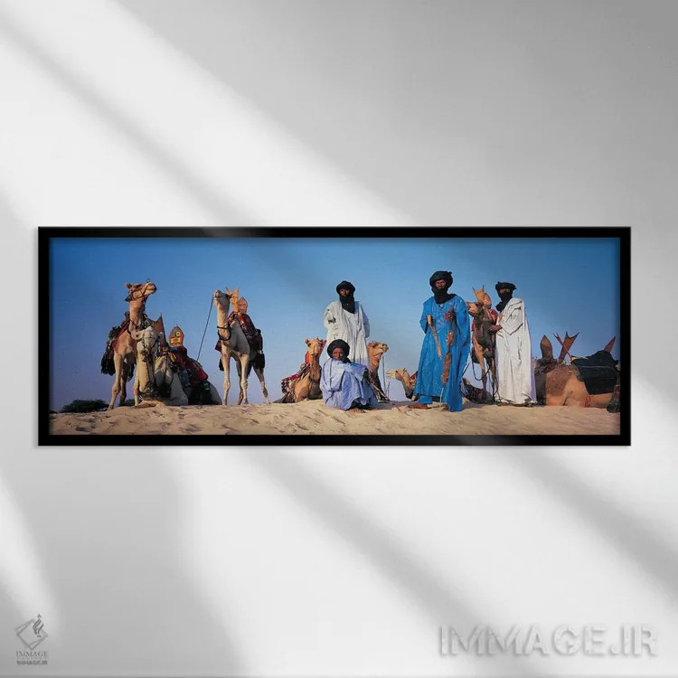 تابلو Mali, Africa,سواران شتر طوارق، مالی، آفریقا اثر پانورامیک ایمجز (استودیو عکاسی عریض) - نمای قابدار مشکی