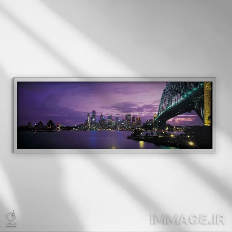 تابلو Sydney, New South Wales, Commonwealth Of Australia,بندر سیدنی در شب، سیدنی، نیو ساوت ولز، استرالیا اثر پانورامیک ایمجز (استودیو عکاسی عریض) - نمای قابدار سفید